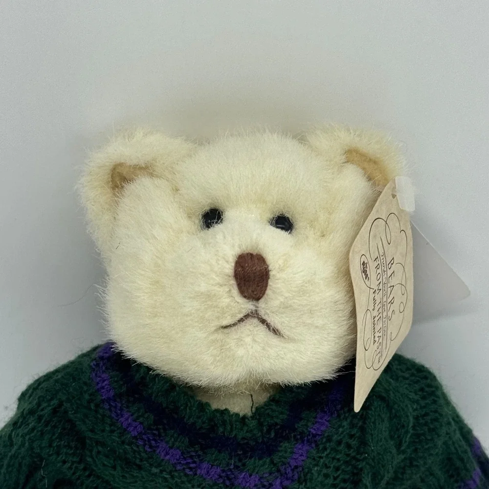 Russ Berrie Bears From The Past Cream Jointed Teddy Bear Green Sweater 1790 7